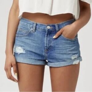 Topshop Moto Rosa Denim Blue Women's Cuffed Shorts